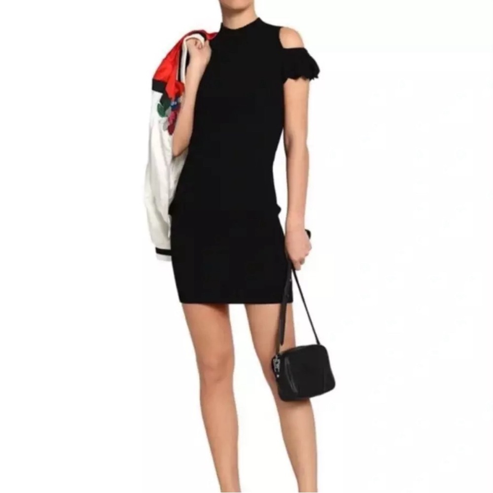 Maje Elegant Black Cold Shoulder stretch Dress - Picture 2 of 5